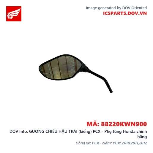 GƯƠNG CHIẾU HẬU TRÁI (kiếng) PCX - Phụ tùng Honda chính hãng