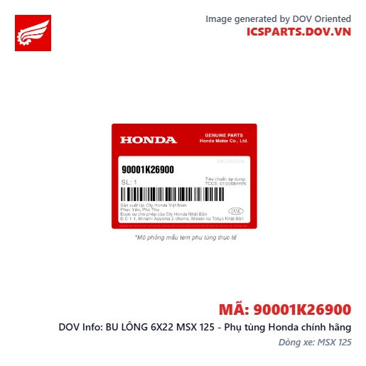 BU LÔNG 6X22 MSX 125 - Phụ tùng Honda chính hãng