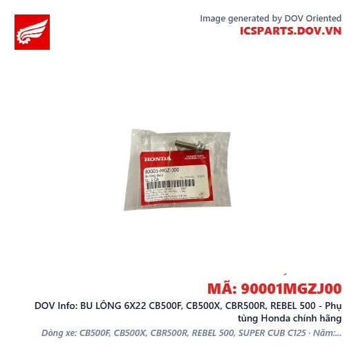 BU LÔNG 6X22 CB500F, CB500X, CBR500R, REBEL 500 - Phụ tùng Honda chính hãng