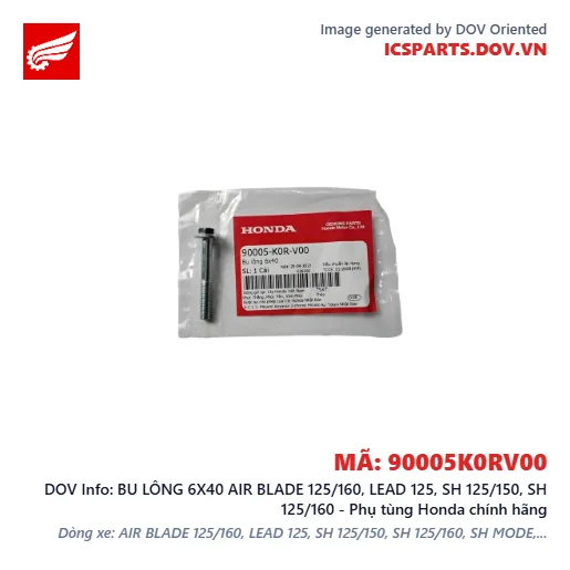 BU LÔNG 6X40 AIR BLADE 125/160, LEAD 125, SH 125/150, SH 125/160 - Phụ tùng Honda chính hãng