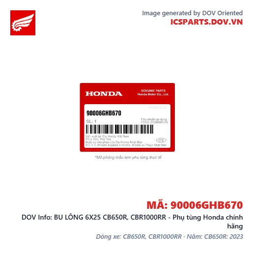 BU LÔNG 6X25 CB650R, CBR1000RR - Phụ tùng Honda chính hãng