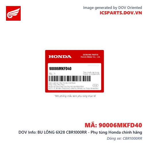 BU LÔNG 6X28 CBR1000RR - Phụ tùng Honda chính hãng
