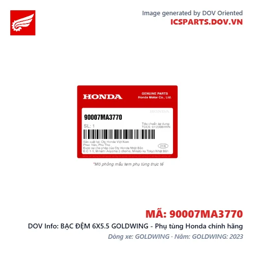 BẠC ĐỆM 6X5.5 GOLDWING - Phụ tùng Honda chính hãng