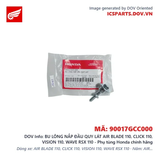 BU LÔNG NẮP ĐẦU QUY LÁT AIR BLADE 110, CLICK 110, VISION 110, WAVE RSX 110 - Phụ tùng Honda chính hãng
