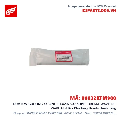 GUDÔNG XYLANH B 6X207.5X7 SUPER DREAM, WAVE 100, WAVE ALPHA - Phụ tùng Honda chính hãng