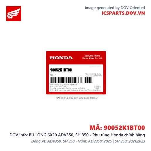 BU LÔNG 6X20 ADV350, SH 350 - Phụ tùng Honda chính hãng
