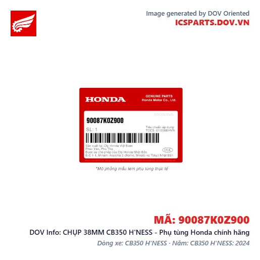CHỤP 38MM CB350 H'NESS - Phụ tùng Honda chính hãng