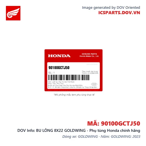 BU LÔNG 8X22 GOLDWING - Phụ tùng Honda chính hãng