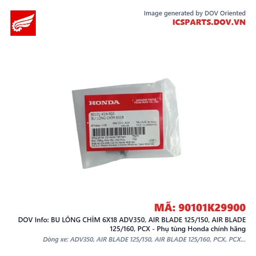 BU LÔNG CHÌM 6X18 ADV350, AIR BLADE 125/150, AIR BLADE 125/160, PCX - Phụ tùng Honda chính hãng