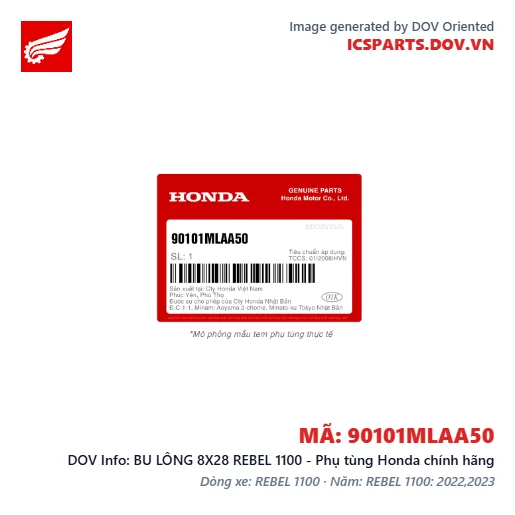 BU LÔNG 8X28 REBEL 1100 - Phụ tùng Honda chính hãng