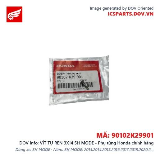 VÍT TỰ REN 3X14 SH MODE - Phụ tùng Honda chính hãng