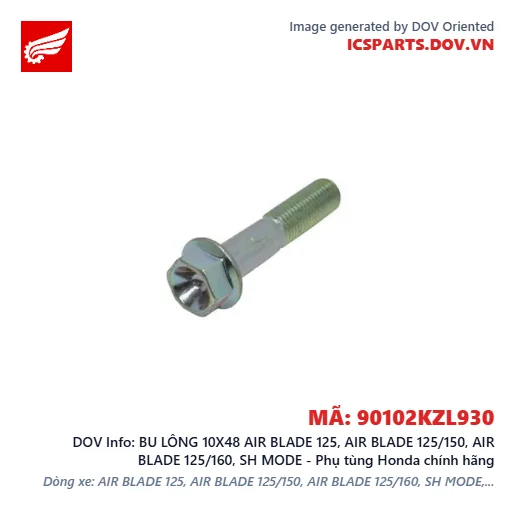 BU LÔNG 10X48 AIR BLADE 125, AIR BLADE 125/150, AIR BLADE 125/160, SH MODE - Phụ tùng Honda chính hãng
