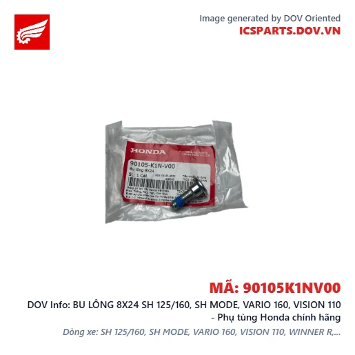 BU LÔNG 8X24 SH 125/160, SH MODE, VARIO 160, VISION 110 - Phụ tùng Honda chính hãng