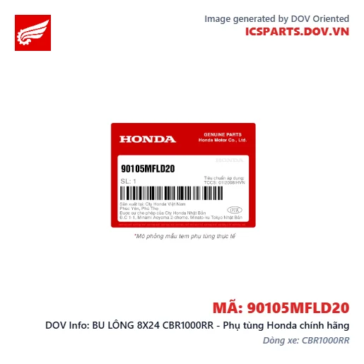 BU LÔNG 8X24 CBR1000RR - Phụ tùng Honda chính hãng