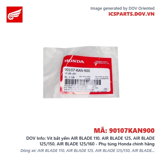 Vít bắt yếm AIR BLADE 110, AIR BLADE 125, AIR BLADE 125/150, AIR BLADE 125/160 - Phụ tùng Honda chính hãng
