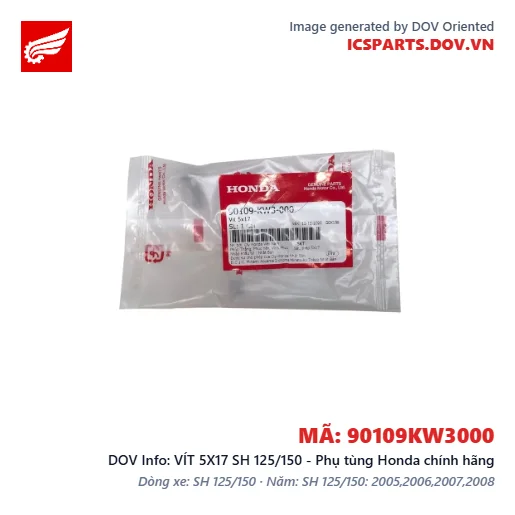 VÍT 5X17 SH 125/150 - Phụ tùng Honda chính hãng