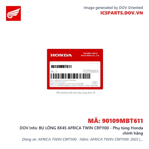 BU LÔNG 8X45 AFRICA TWIN CRF1100 - Phụ tùng Honda chính hãng