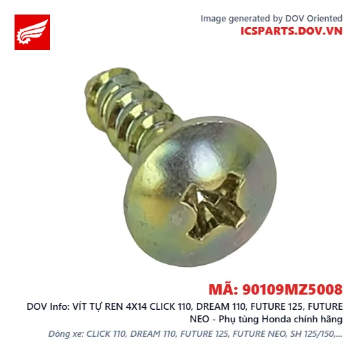 VÍT TỰ REN 4X14 CLICK 110, DREAM 110, FUTURE 125, FUTURE NEO - Phụ tùng Honda chính hãng