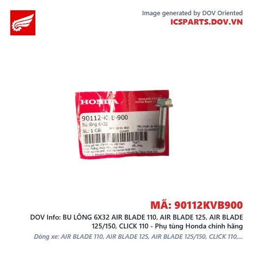 BU LÔNG 6X32 AIR BLADE 110, AIR BLADE 125, AIR BLADE 125/150, CLICK 110 - Phụ tùng Honda chính hãng
