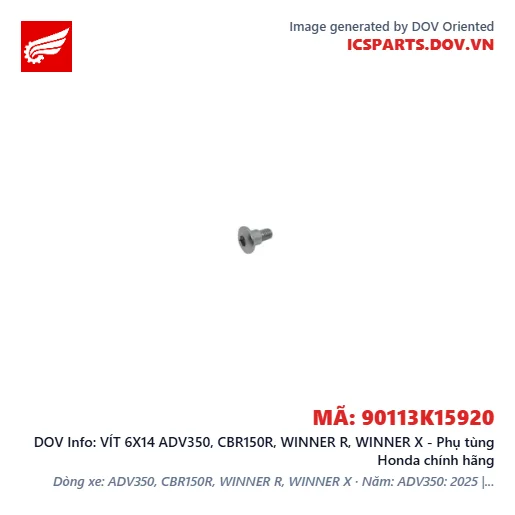 VÍT 6X14 ADV350, CBR150R, WINNER R, WINNER X - Phụ tùng Honda chính hãng