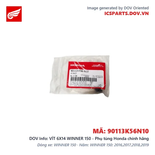 VÍT 6X14 WINNER 150 - Phụ tùng Honda chính hãng