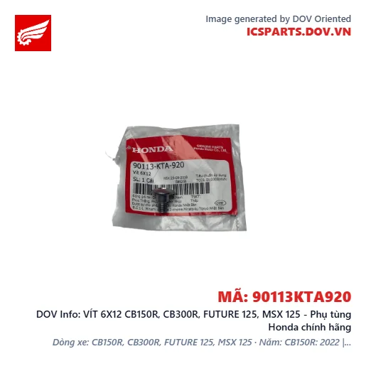 VÍT 6X12 CB150R, CB300R, FUTURE 125, MSX 125 - Phụ tùng Honda chính hãng
