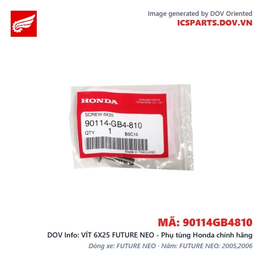 VÍT 6X25 FUTURE NEO - Phụ tùng Honda chính hãng