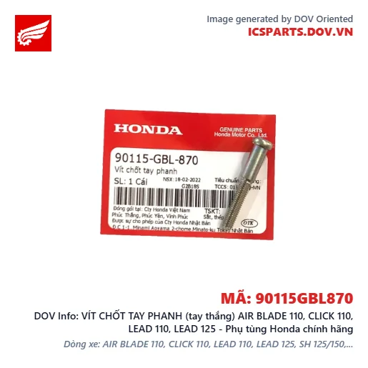VÍT CHỐT TAY PHANH (tay thắng) AIR BLADE 110, CLICK 110, LEAD 110, LEAD 125 - Phụ tùng Honda chính hãng