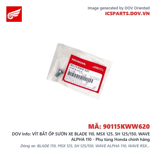VÍT BẮT ỐP SƯỜN XE BLADE 110, MSX 125, SH 125/150, WAVE ALPHA 110 - Phụ tùng Honda chính hãng