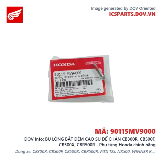BU LÔNG BẮT ĐỆM CAO SU ĐỂ CHÂN CB300R, CB500F, CB500X, CBR500R - Phụ tùng Honda chính hãng