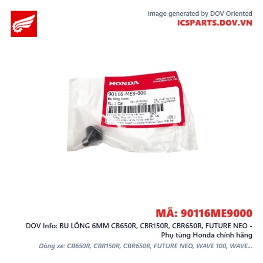 BU LÔNG 6MM CB650R, CBR150R, CBR650R, FUTURE NEO - Phụ tùng Honda chính hãng