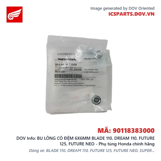 BU LÔNG CÓ ĐỆM 6X6MM BLADE 110, DREAM 110, FUTURE 125, FUTURE NEO - Phụ tùng Honda chính hãng