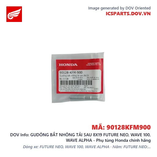GUDÔNG BẮT NHÔNG TẢI SAU 8X19 FUTURE NEO, WAVE 100, WAVE ALPHA - Phụ tùng Honda chính hãng