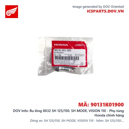 Bu lông 8X32 SH 125/150, SH MODE, VISION 110 - Phụ tùng Honda chính hãng