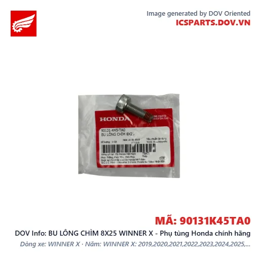 BU LÔNG CHÌM 8X25 WINNER X - Phụ tùng Honda chính hãng