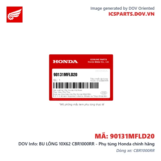BU LÔNG 10X62 CBR1000RR - Phụ tùng Honda chính hãng