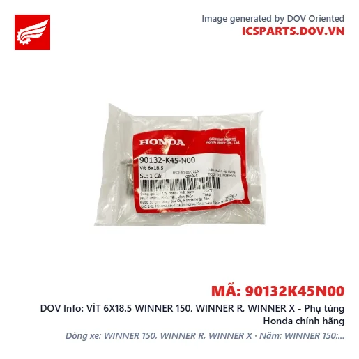 VÍT 6X18.5 WINNER 150, WINNER R, WINNER X - Phụ tùng Honda chính hãng