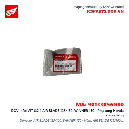 VÍT 6X14 AIR BLADE 125/160, WINNER 150 - Phụ tùng Honda chính hãng
