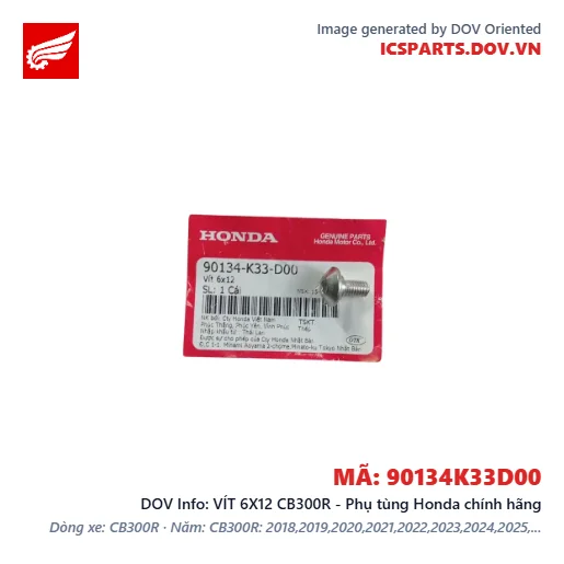 VÍT 6X12 CB300R - Phụ tùng Honda chính hãng