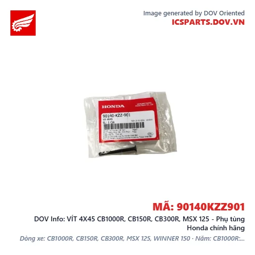 VÍT 4X45 CB1000R, CB150R, CB300R, MSX 125 - Phụ tùng Honda chính hãng