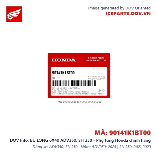 BU LÔNG 6X40 ADV350, SH 350 - Phụ tùng Honda chính hãng