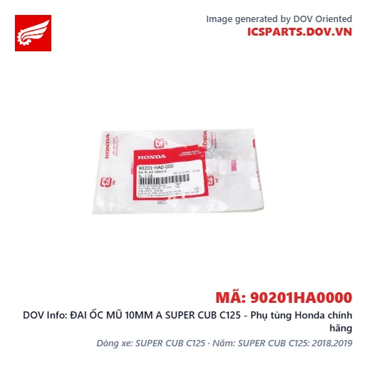 ĐAI ỐC MŨ 10MM A SUPER CUB C125 - Phụ tùng Honda chính hãng