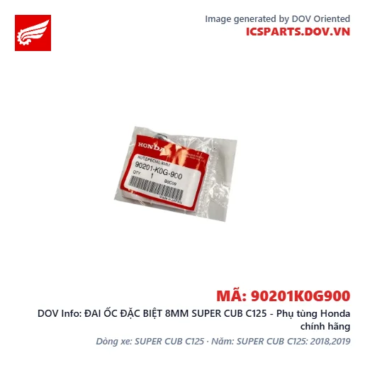 ĐAI ỐC ĐẶC BIỆT 8MM SUPER CUB C125 - Phụ tùng Honda chính hãng