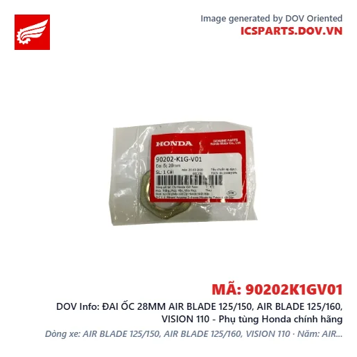 ĐAI ỐC 28MM AIR BLADE 125/150, AIR BLADE 125/160, VISION 110 - Phụ tùng Honda chính hãng