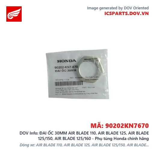 ĐAI ỐC 30MM AIR BLADE 110, AIR BLADE 125, AIR BLADE 125/150, AIR BLADE 125/160 - Phụ tùng Honda chính hãng