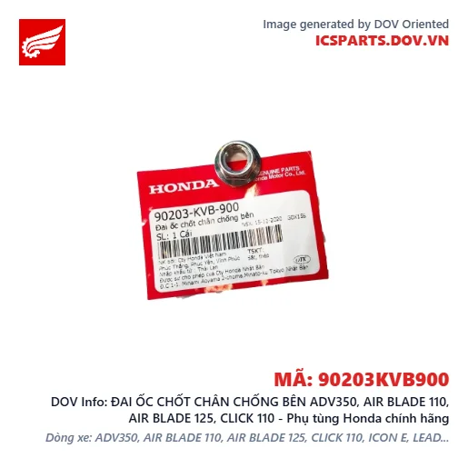 ĐAI ỐC CHỐT CHÂN CHỐNG BÊN ADV350, AIR BLADE 110, AIR BLADE 125, CLICK 110 - Phụ tùng Honda chính hãng