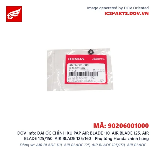ĐAI ỐC CHỈNH XU PÁP AIR BLADE 110, AIR BLADE 125, AIR BLADE 125/150, AIR BLADE 125/160 - Phụ tùng Honda chính hãng
