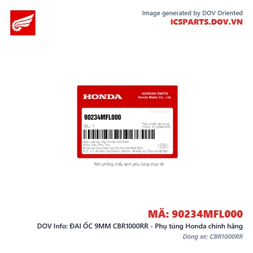 ĐAI ỐC 9MM CBR1000RR - Phụ tùng Honda chính hãng