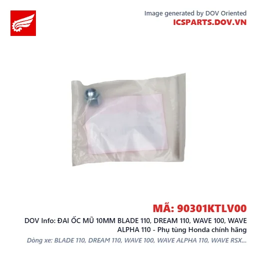 ĐAI ỐC MŨ 10MM BLADE 110, DREAM 110, WAVE 100, WAVE ALPHA 110 - Phụ tùng Honda chính hãng