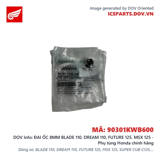 ĐAI ỐC 8MM BLADE 110, DREAM 110, FUTURE 125, MSX 125 - Phụ tùng Honda chính hãng